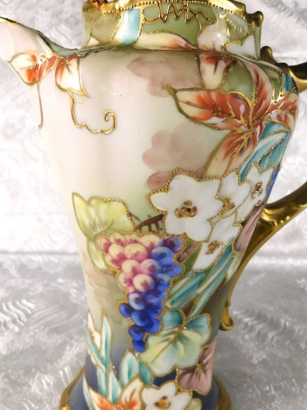 Very Colorful Chocolate Pot with Beaded Gold-No Lid # 27669